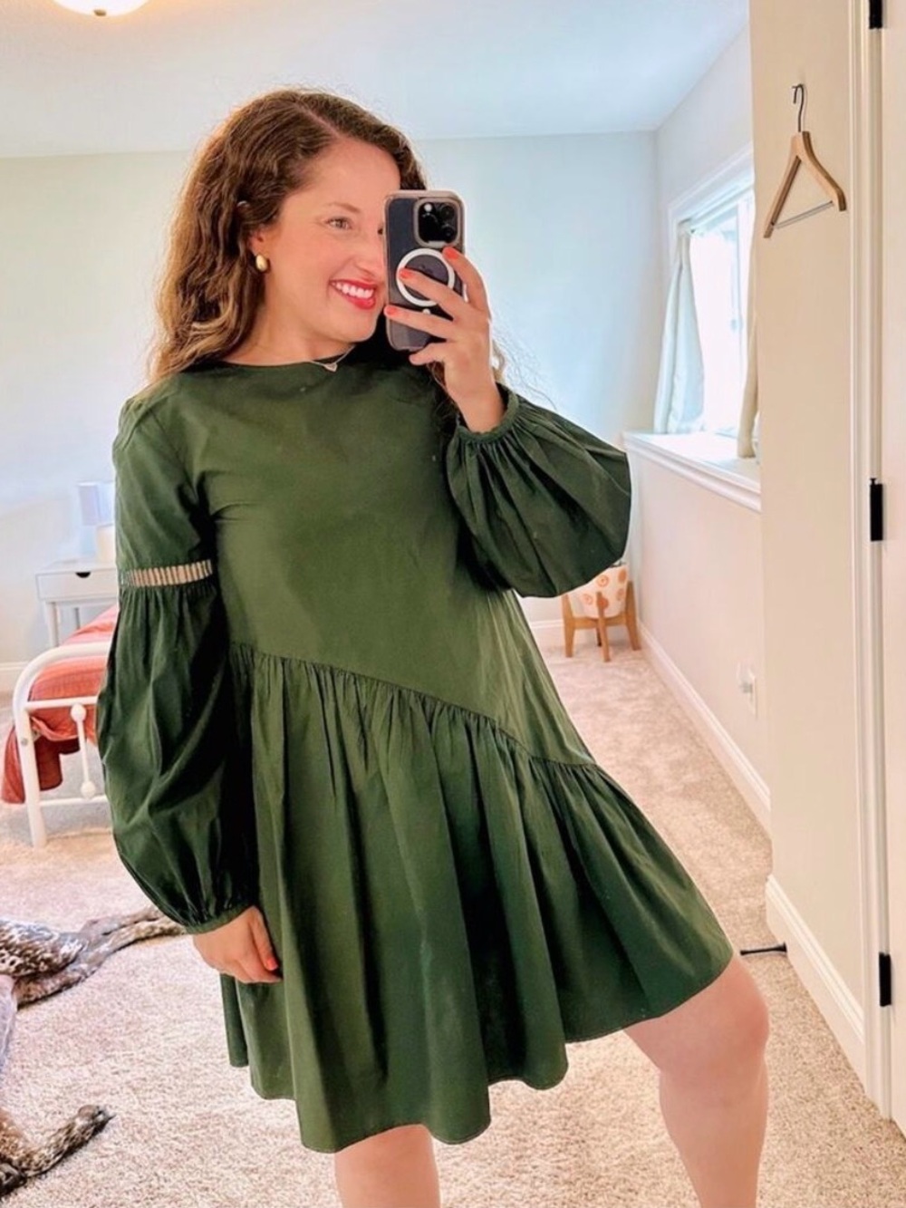 Crosby by Mollie Burch Green Long Sleeve Mini Dress Small